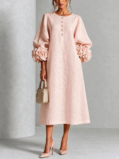 Women’s Floral Cuff Midi Dress