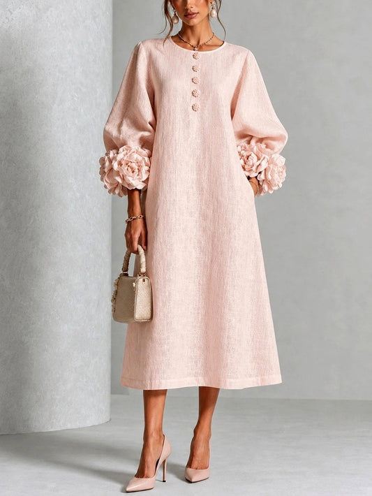 Women’s Floral Cuff Midi Dress