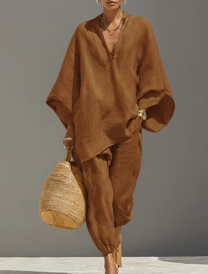 V-neck flowy set