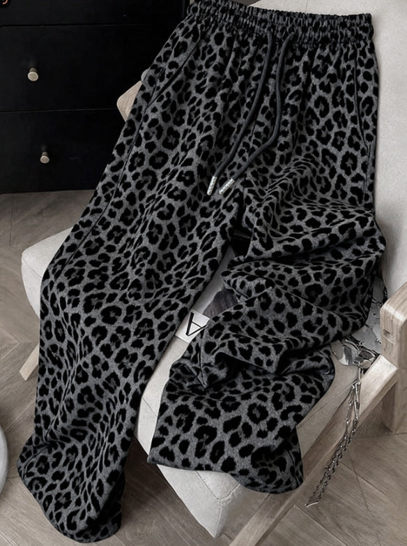💚Leopard Print Casual Trousers with Side Pockets