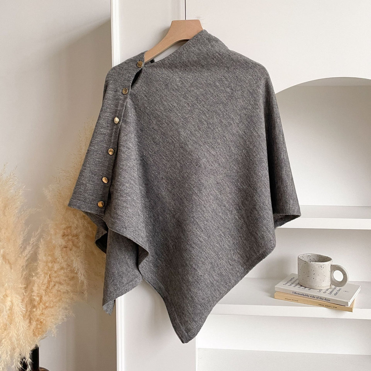 Women's Soft Wool-Blend Wrap Cardigan – Cozy Open-Front Shawl Sweater for Fall