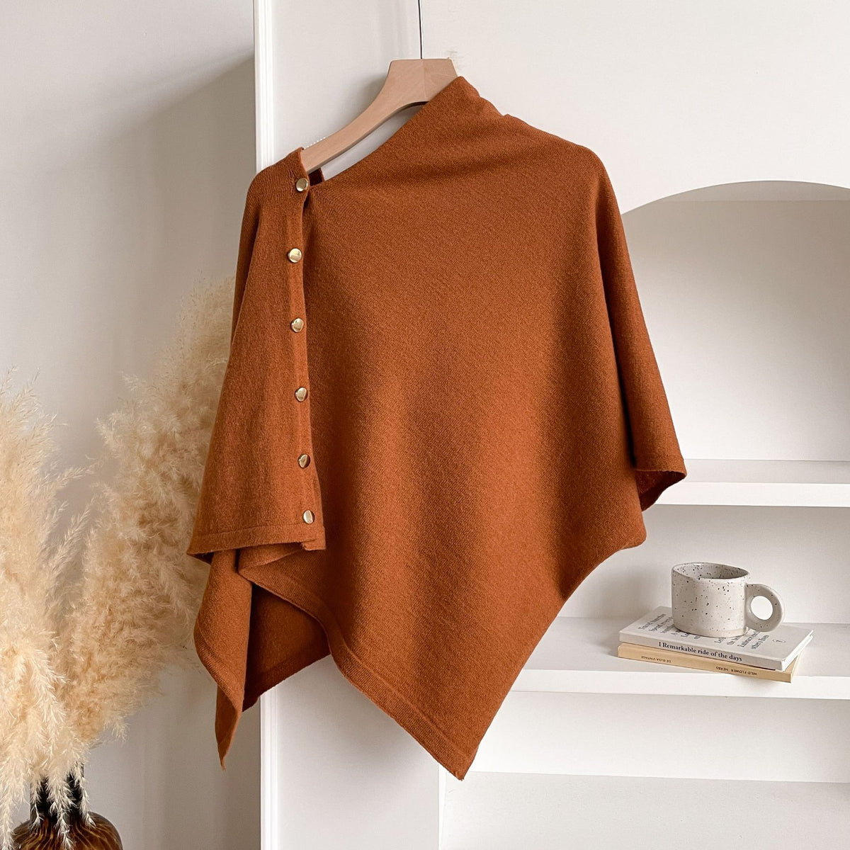 Women's Soft Wool-Blend Wrap Cardigan – Cozy Open-Front Shawl Sweater for Fall