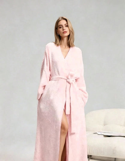 🌷Women's Thickened Thermal Lined Plush Bathrobe with Pockets - Oversized Casual Loungewear