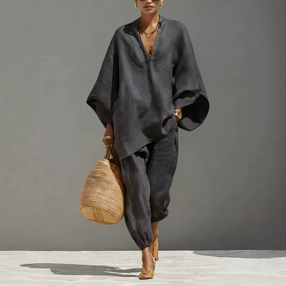 V-neck flowy set