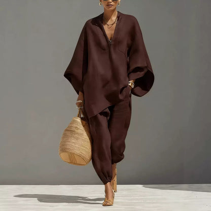 V-neck flowy set